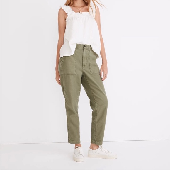 Madewell Pants - Madewell Griff Tapered Fatigue High Waisted Cargo Green Pants Size 27P